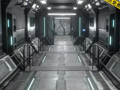 Sci-fi passageways and doors 3D model buy