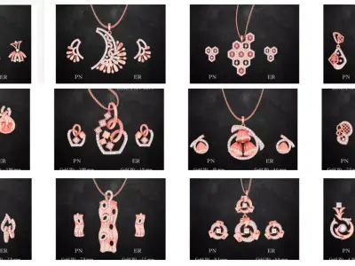 22 Italian High Jewelry Pendant earrings set 3D print model