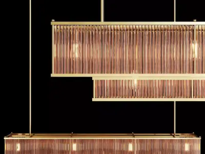 RH MARAIS LINEAR CHANDELIER 72 Brass and smoke glass 3D model
