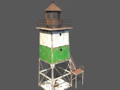 Old Metal Lighthouse Low-poly 3D model