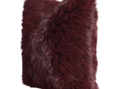 Burgundy  pillow fur sheepskin 3D model
