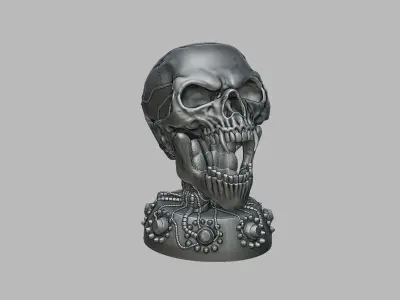 Robot skull human Headphone Stand Cyborg Headset Stand 3D print model