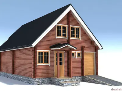Wooden House 3D model 9