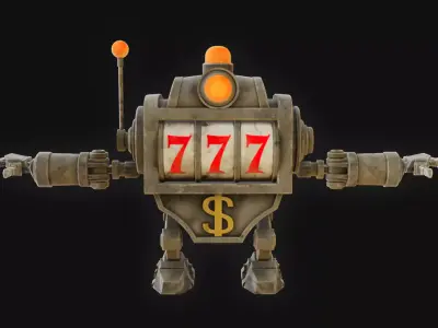 Slot machine robot Low-poly 3D model