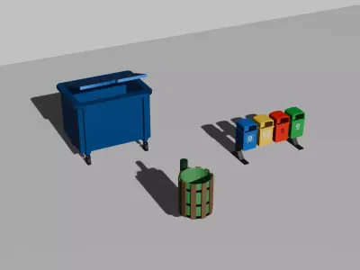 Low Poly Isometric Urban Street Pack Low-poly 3D model