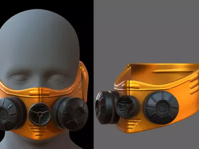 Gas mask helmet 3d model scifi Low-poly  Low-poly 3D model 198