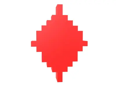 Voxel Poker Card Diamonds v1 001 Low-poly 3D model