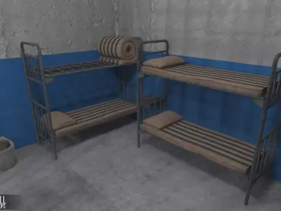 Prison cell - interior and props Low-poly 3D model