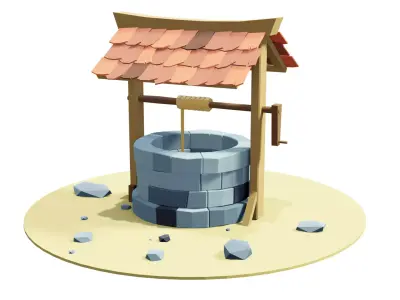 Well-Low Poly-Game Ready water well Free low-poly 3D model
