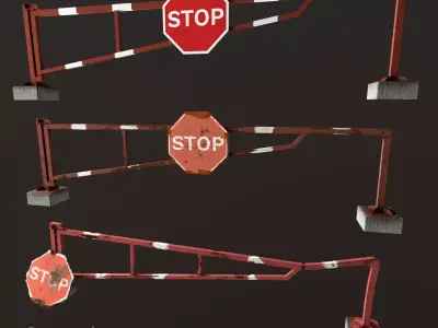 Road Barrier Low-poly 3D model 3