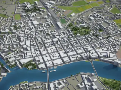 Limerick - 3D City Model Low-poly 3D model