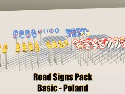 Road Sign Pack - Basic Poland Low-poly 3D model