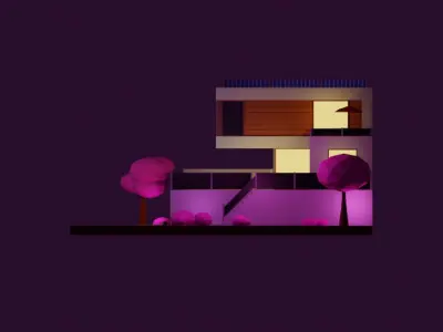 modern villa Low-poly 3D model