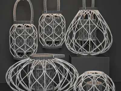 Rattan Lighting Set 5 3D model