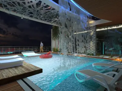 swimming pool and small gym 3D model