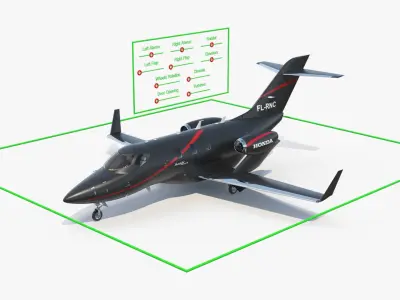  HondaJet Elite II Light Jet Aircraft Black Rigged 