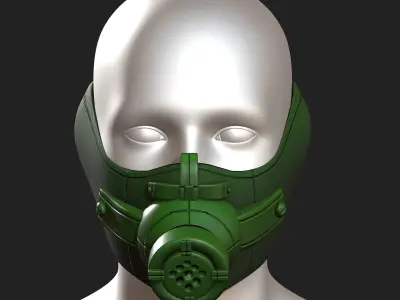 Gas mask respirator scifi futuristic 3d model  Low-poly 3D model 10