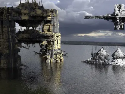 Science Lab facility overlord Kit bash exterior 3D model