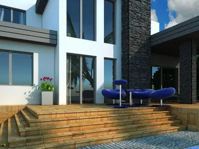 Villa modern house with swimming pool 3D model