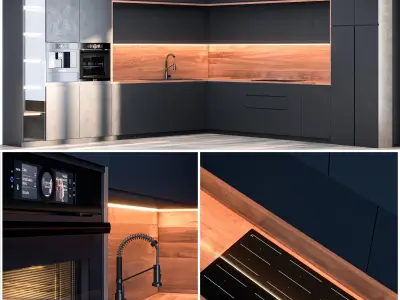 2 kitchen set Low-poly 3D model