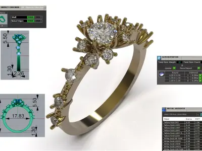 Starburst Cluster Engagement Cocktail Ring model sr0103 3D print model