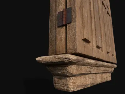 Wooden Old Window Low-poly 3D model