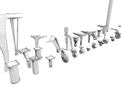 Furniture Fittings Mega Pack - Legs Feet Reels 3D model