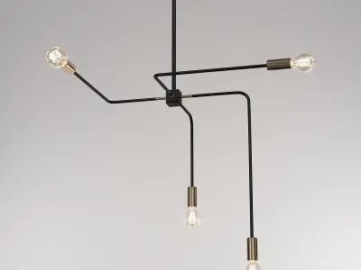 ODDER modern chandelier with three light bulbs 3D model