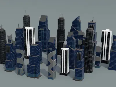 Low poly Buildings Pack Low-poly 3D model