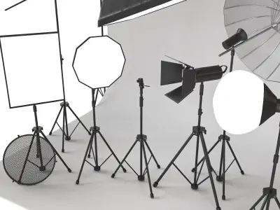 A set of studio equipment 01 3D model