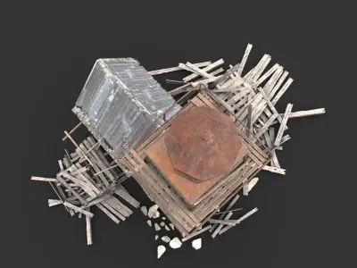 Destroyed Wooden Lighthouse 3D model