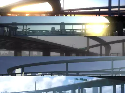Freeway Collection highway bridge with different views 3D Model Pack