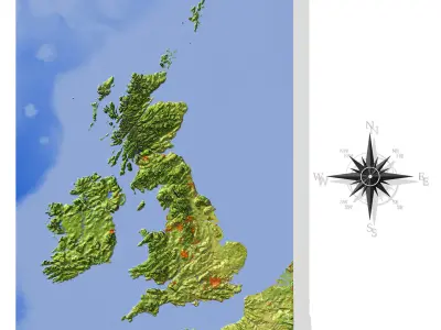 United Kingdom High resolution 3D relief maps 3D model