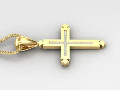 High Cross Pendant Light Gold 18K 4CP013 3D print model