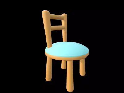 Cartoon Stylized Soft-Edge Chair Cute Minimalist 3D Model 3D model