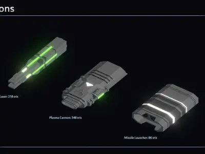 Spaceship Enkar Republic Scout Zarthak Low-poly 3D model