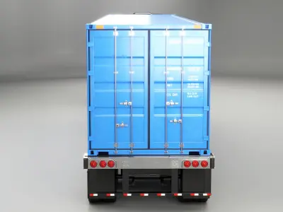  Generic Semi Truck with ISO Shipping Container Trailer 