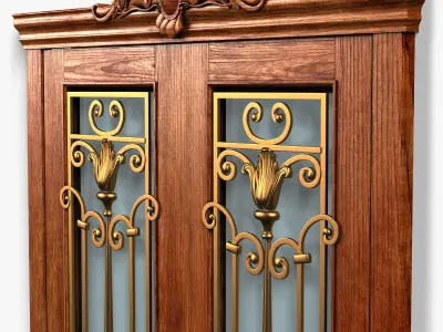 Door0054 ornate wooden door 3D model