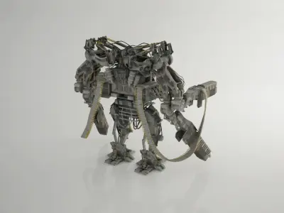 ROBOT-X metal robot with two guns 3D model