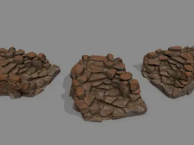 Old Rock Stairs Low-poly 3D model
