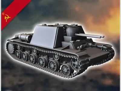 KV-7-2 Object 227 U-14 76mm - Soviet army WW2 Second World East  3D print model