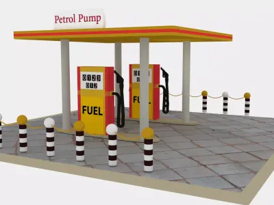 Petrol Pump Low-poly 3D model