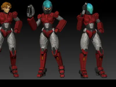 Scifi Lady Elite Soldier 100mm 3D print model