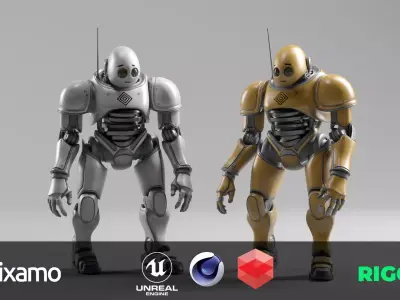 Humanoid Robot Stylized Rigged  Mixamo Ready Low-poly 3D model