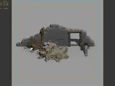 Game Monster Camp - Broken Earth Wall Cottage 8 3D model