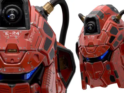 Sci-Fi Helmet E-24 Low-poly 3D model