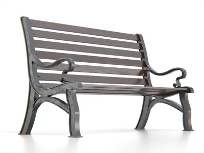 Vintage Park Bench Low-poly 3D model