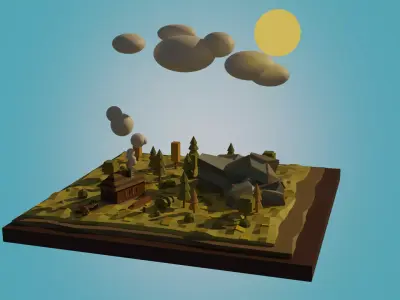 House in the forest ready to game low poly Low-poly 3D model