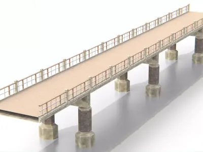 Concrete Bridge Low-poly 3D model