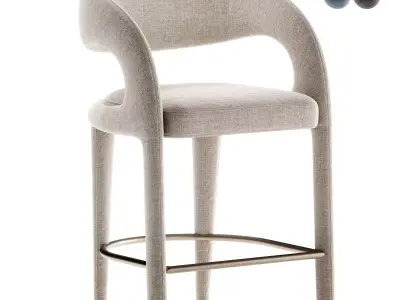 Alexander Mid Century Modern Light Grey  Iron e  Stool 3D model